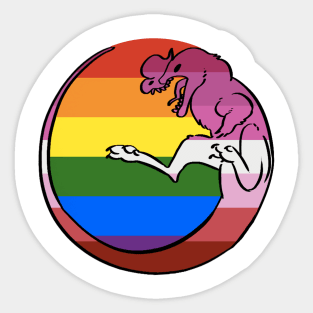 Gay / Lesbian Pride Dilophosaurus Black Outline Sticker